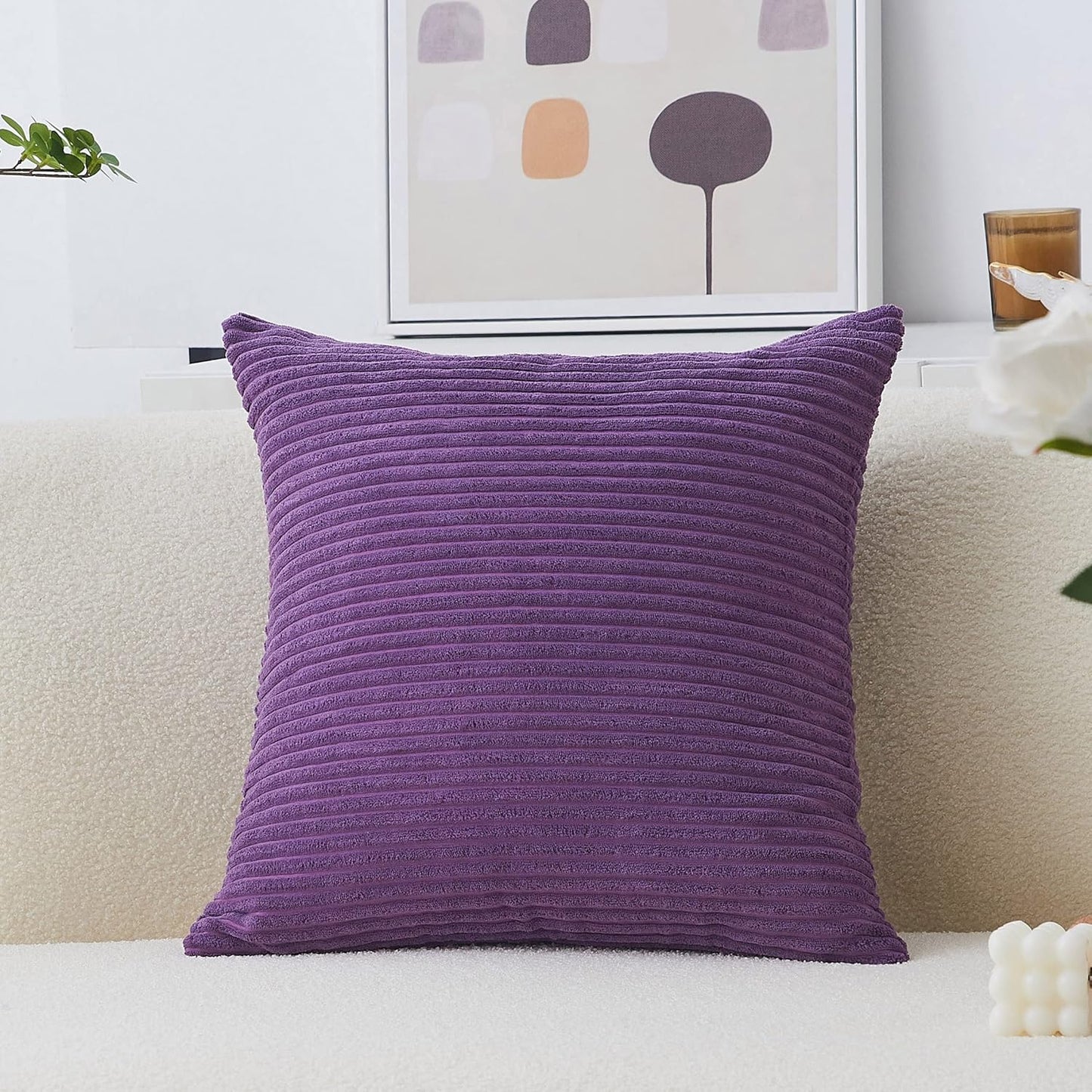 20x20 20 20 inch (50cm), Home Brilliant Throw Pillow Cover Soft Accent Pillow Cover Striped Plush Velvet Corduroy