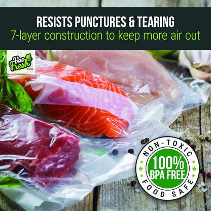 Vac Fresh Food Vacuum Sealer Rolls (8" x 50', 1 Roll), 3.5mil VF850 Embossed Food Storage Bags