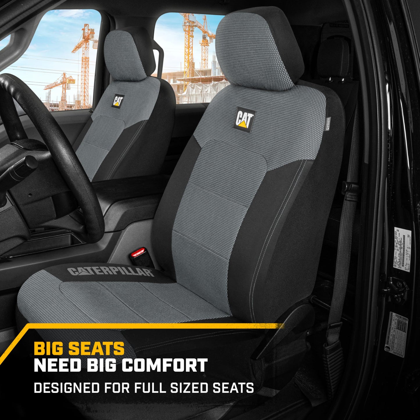 Cat MeshFlex Automotive Seat Covers for Cars Trucks and SUVs – Gray Car Seat Covers for Front Seats, Truck Seat Protectors with Comfortable Mesh Back, Set of 2