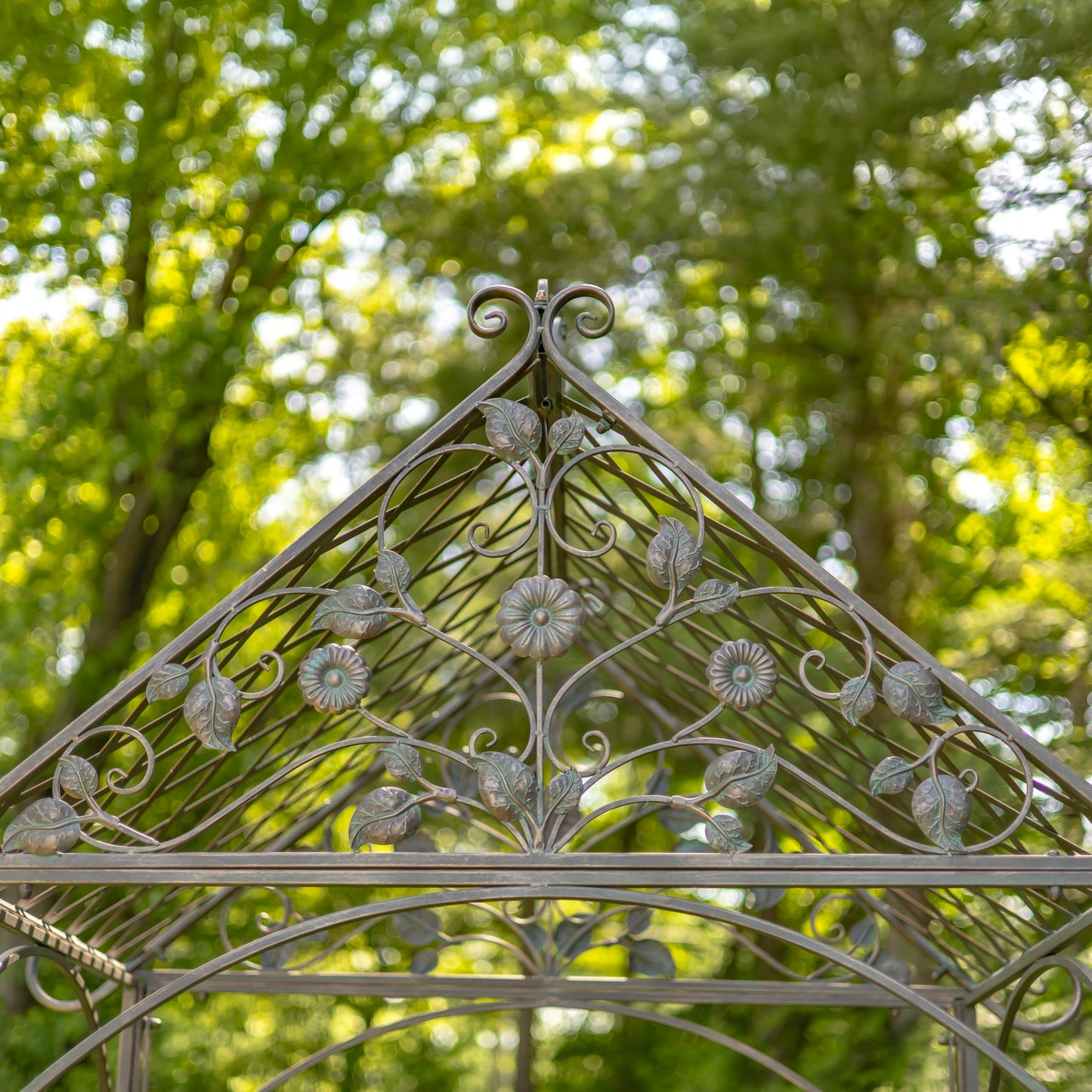9.5ft T Iron Garden Arch with Embellished Trellis London 1820" (Antique Bronze)