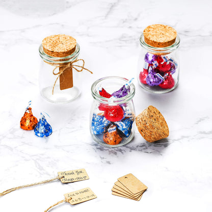 Otis Small Glass Bottles - Mini Jars w/Cork Stoppers - Round 100ml Mason Jars for Crafts, Candle Holders & Potion Bottles – 12 Pack