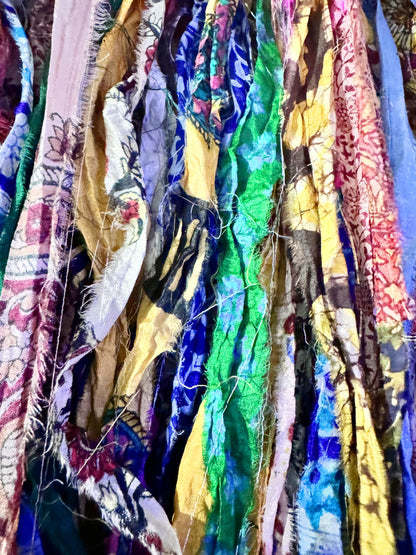 Maker's Craft Pattern Printed Sari Silk Ribbon Yarn 50 Yards, 100Grams for DIY, Knitting, Crocheting, Gift Wrapping, Christmas Decoration, Macrame Makers, Jewelry Making, Rugs Hooking