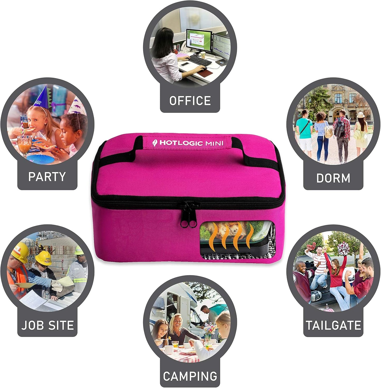 HotLogic Mini Portable Electric Lunch Box Food Heater - Pink - Innovative Food Warmer for Adults Car/Home