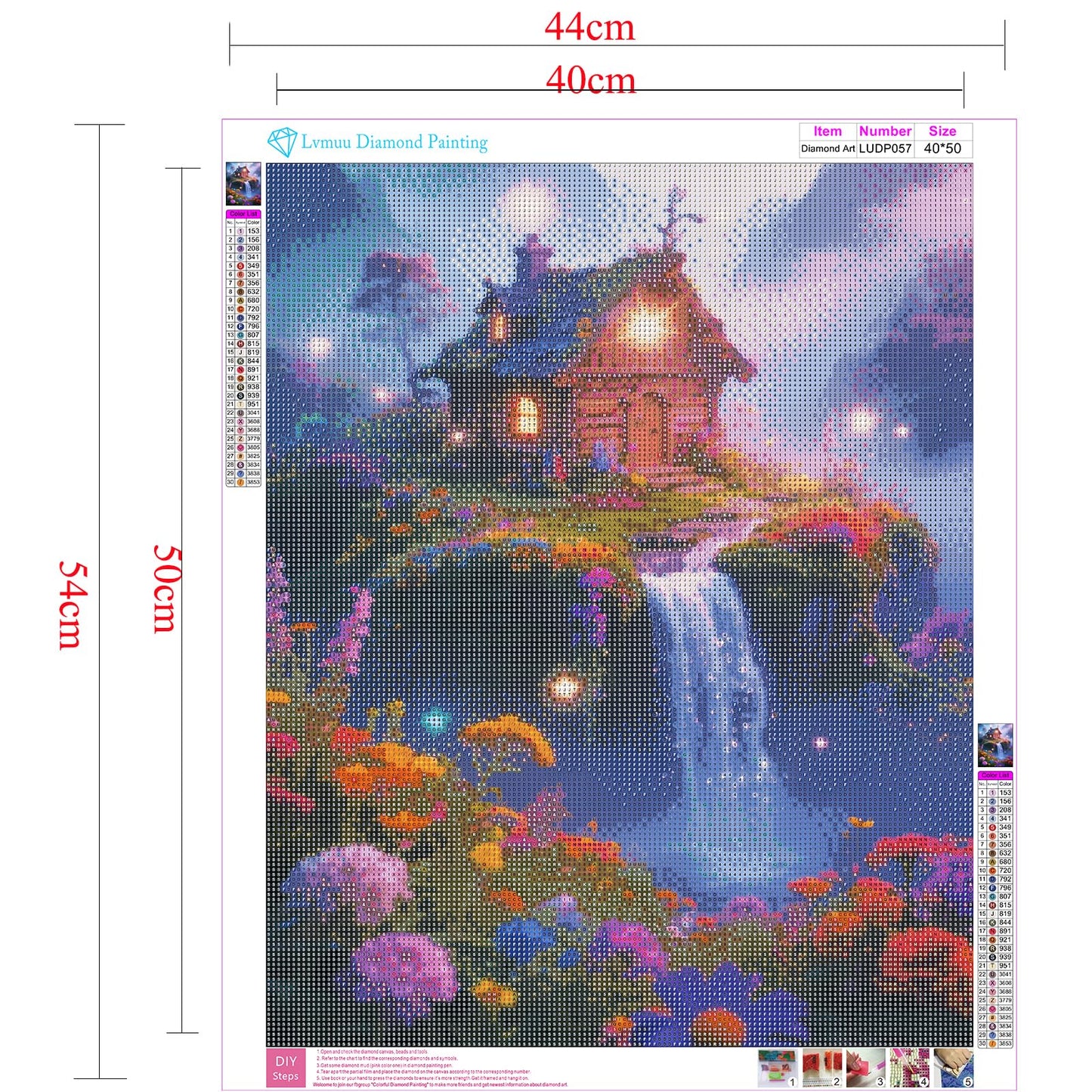 Lvmuu Large Landscape Scenery Diamond Art Kits for Adults Beginners, 5D DIY Full Round Drill Floral Waterfall Diamonds Art Kits Paint By Number Gem Art Craft Home Wall Decoration 40x50cm