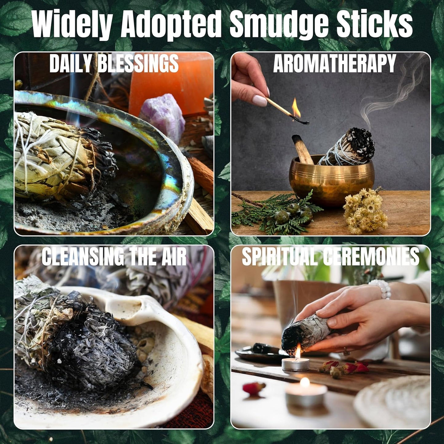 White Sage Mix Smudge Sticks 3 Pack for Cleansing, Meditation, Yoga, and Smudging | Cedar, Rosemary, Eucalyptus, Juniper