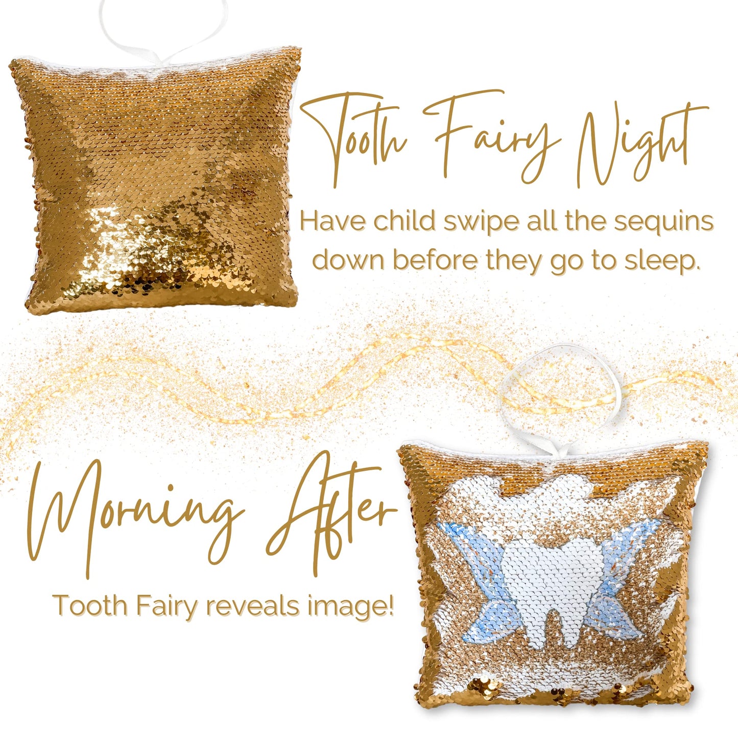 Tooth Fairy Pillow Kit for Girls and Boys - Tooth Fairy Evidence Kit with Tooth Fairy Bag - Multi Color Reversible Sequin and Large Pocket - Tooth Pillow with Tooth Fairy Bag