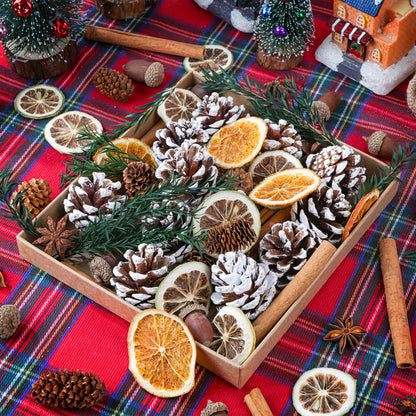 Wlicon Christmas Potpourri Bowl Filler, Natural Pinecone, Cinnamon Sticks, Dried Orange Slices, Star Anise, Acorns for Crafts for Christmas Wreath Vase Filler Christmas DIY Crafts Party Decor