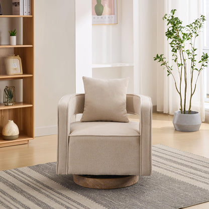 KEIKI Swivel Accent Chair, Comfy Sofa with Open Back, Club Chair Leisure Arm Chair for Lounge for Nursery Bedroom Living Room Hotel Office, Beige