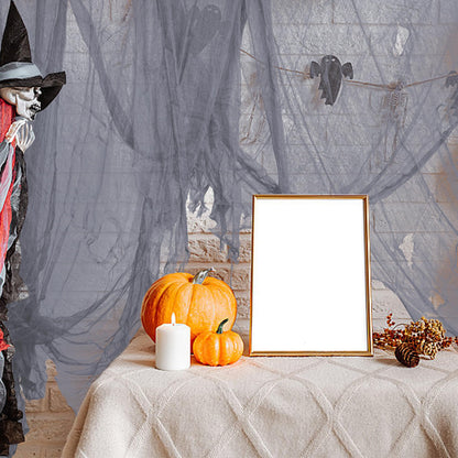 Watayo 600 x 40 Inch Large Size Halloween Creepy Cloth- Gray Halloween Spooky Fabric Cloth- Scary Creepy Gauze Cloth for Halloween Party Haunted House Windows Doorways Decorations