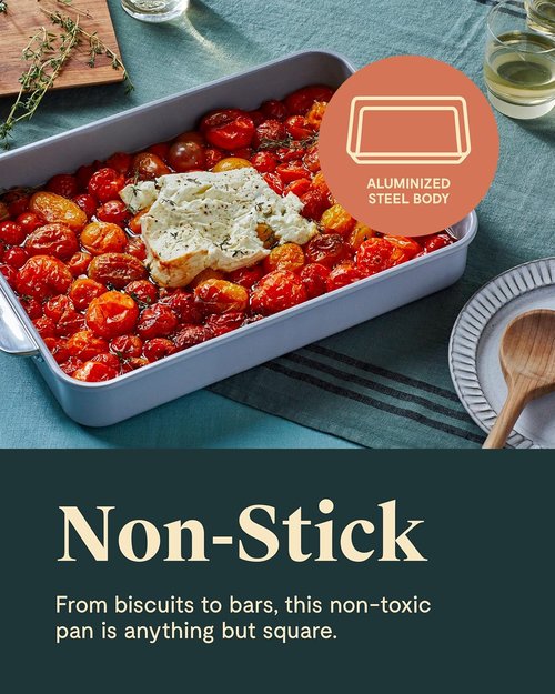 Caraway Non-Stick Ceramic 9”x13” Rectangle Pan Duo - Naturally Slick & Non-Toxic - Ideal for Brownies & Lasagnas - Gray
