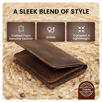 TheAntiq Leather Men Wallet, Business Card Case Expandable Bifold Card Holder for Men and Women Men's Purse RFID Wallet for Men- Brown