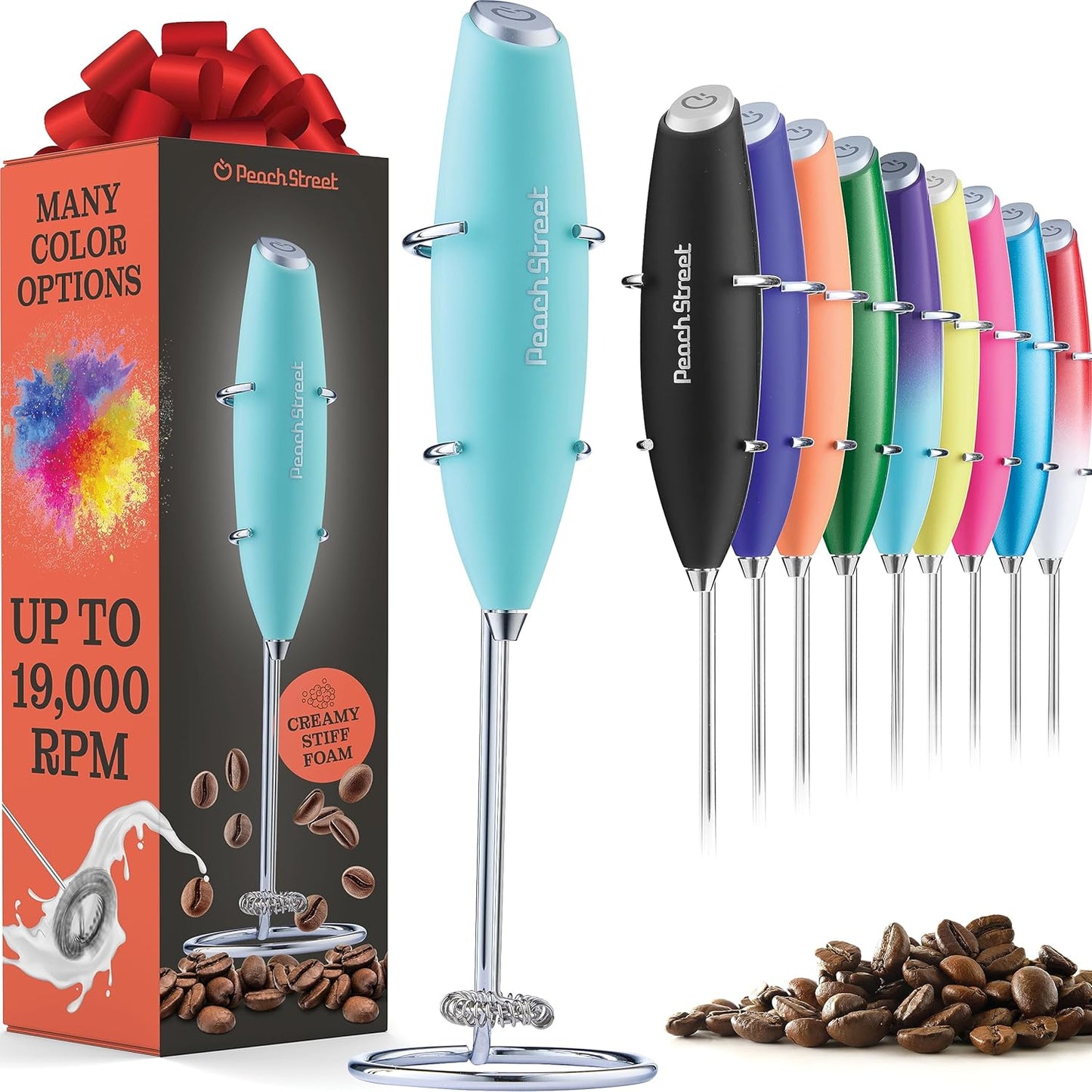 Powerful Handheld Milk Frother, Mini Battery Operated Milk Foamer with Frother Stand for Coffee, Lattes, Cappuccino,