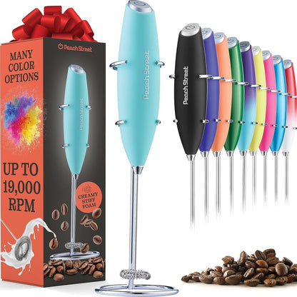 Powerful Handheld Milk Frother, Mini Battery Operated Milk Foamer with Frother Stand for Coffee, Lattes, Cappuccino,
