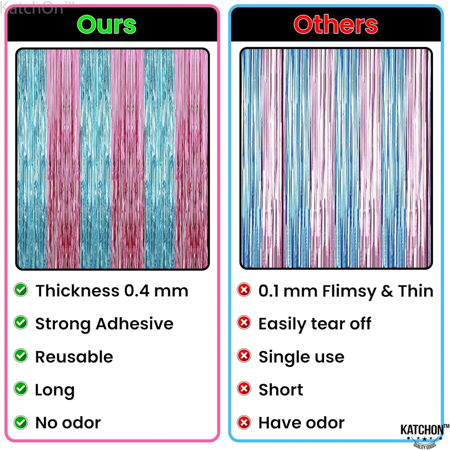 KatchOn XtraLarge Pink and Blue Streamers, 3.2 x 8 Ft, Pack of 2 for Gender Reveal Decorations