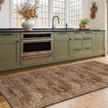 Brown 10ft Long Kitchen Runner Rug | Washable Non-Slip Boho Vintage Indoor Rug 2'6"x10'