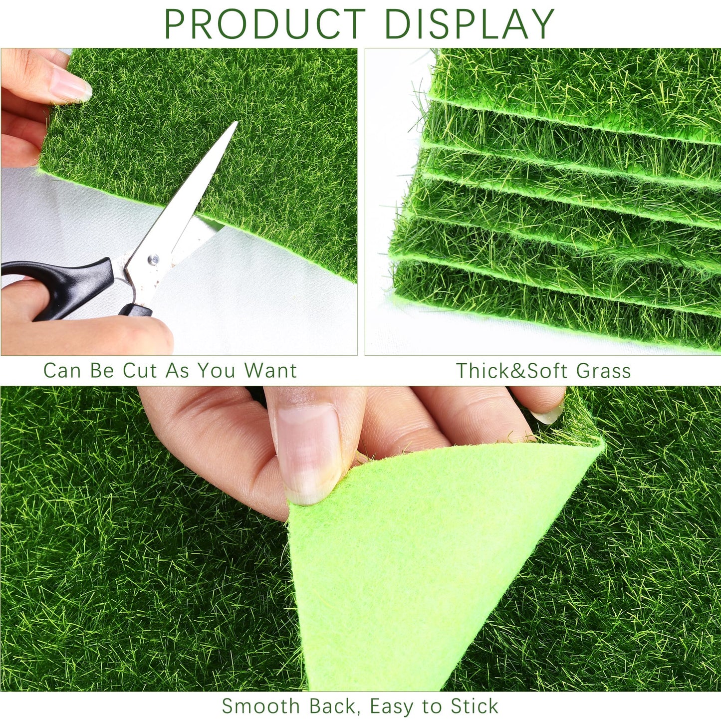 Elcoho 10 Pieces Fake Grass for Crafts Fairy Garden 6 x 6 Inches Artificial Garden Grass for Miniature Ornament Dollhouse DIY Decoration