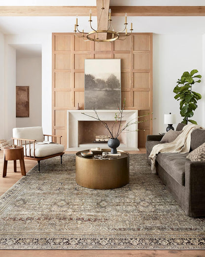 Loloi Layla Collection Accent Rug - Olive/Charcoal 2'-3" x 3'-9", Soft, Durable, Vintage Inspired
