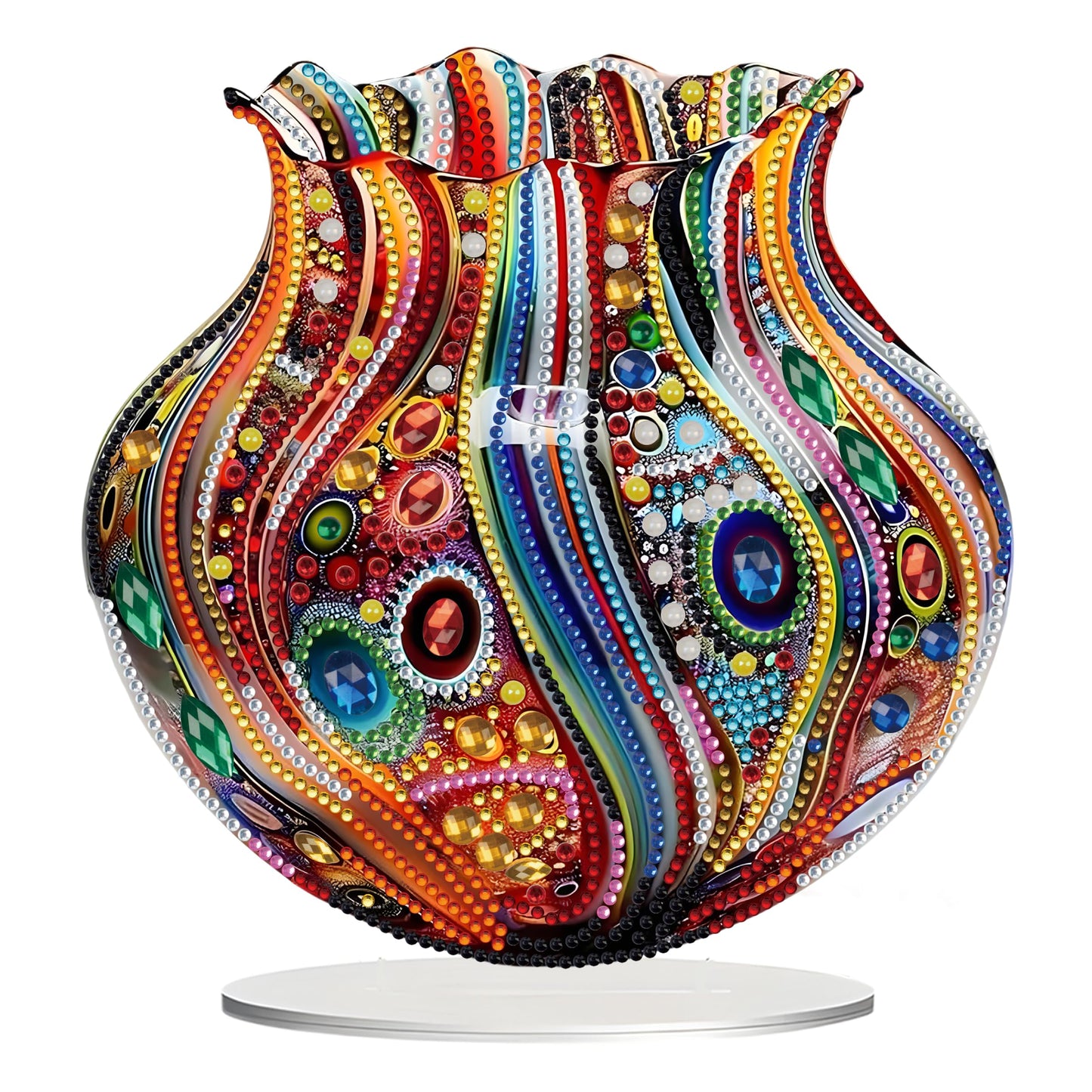 JJFox DIY Tabletop Diamond Art Painting Kit，Special Shaped Rhinestone Desk Placement Ornament，Home Stand Up Gem Painting Craft Kit，Gift,Double Sided. (Vase-1)