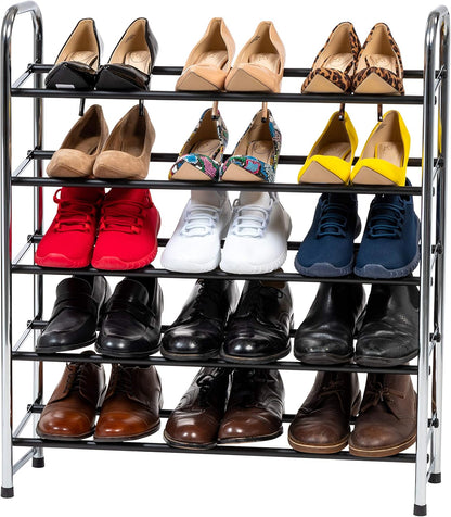 5-Tier 15 Closet IRIS USA Shoe Rack, Up to Pairs, Shoe Organizer for Entryway Small Space, Shoe Storage Shelf, Tall