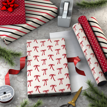 Hallmark Red and Black Wrapping Paper Mini Rolls, 3-Pack (Bows, Diagonal Stripes, Polka Dots) for Valentine's Day, Birthdays, Mother's Day, Bridal Showers - 45 Sq. Ft. Total