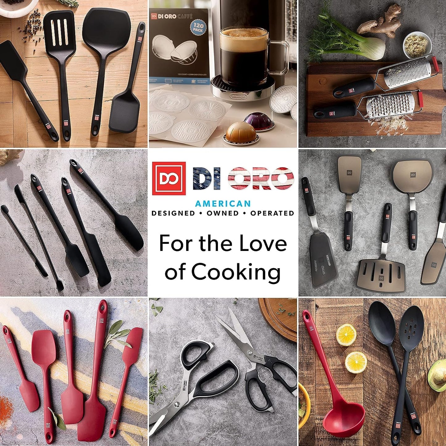 DI ORO Spatulas for Kitchen Use - Forever Warranty - 600°F Heat Resistance Silicone - Turner Spatula Set for Cooking - BPA Free Wide Pancake Spatulas - Egg Flippers for Nonstick Cookware Safe (2pc)