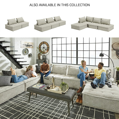Signature Design by Ashley Bales Casual L-Shaped Modular Tufted 3-Piece Modular Seating with Non-Slip Decking, Beige