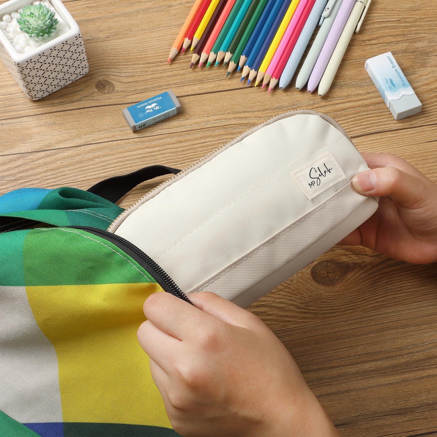 Mr. Pen- School Pencil Case, Cream, Pencil Pouch, Pen Case, Pen Pouch,