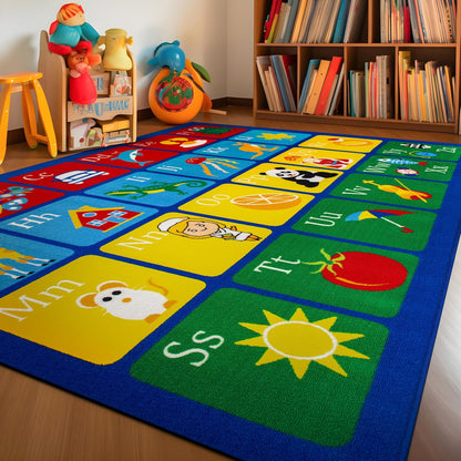 3' 5' Rugshop Kids Alphabet Educational Learning High Traffic Living Room,Bedroom,Kitchen, Home Office Non Slip Area