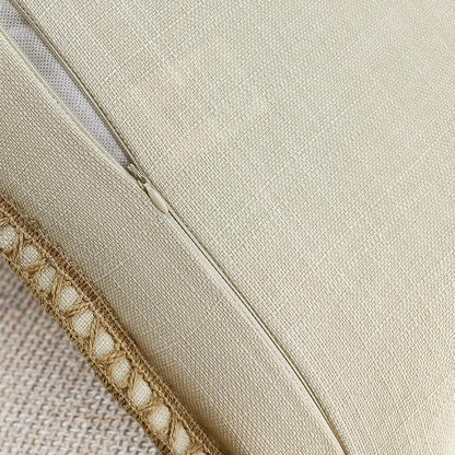 NordECO HOME Set of 2 Throw Pillow Covers, Burlap Linen Trimmed, Decorative Cushion Covers, 20 x 20