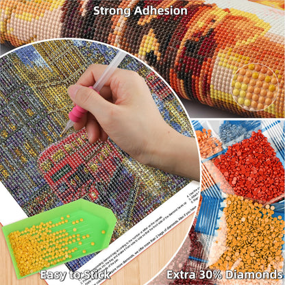 Lxmsja London Street Diamond Art Kits for Adults, Big Ben Diamond Painting Kits for Beginners, 5D DIY Full Drill Gem Art Crafts for Adults, Home Wall Decor 12x16 inch