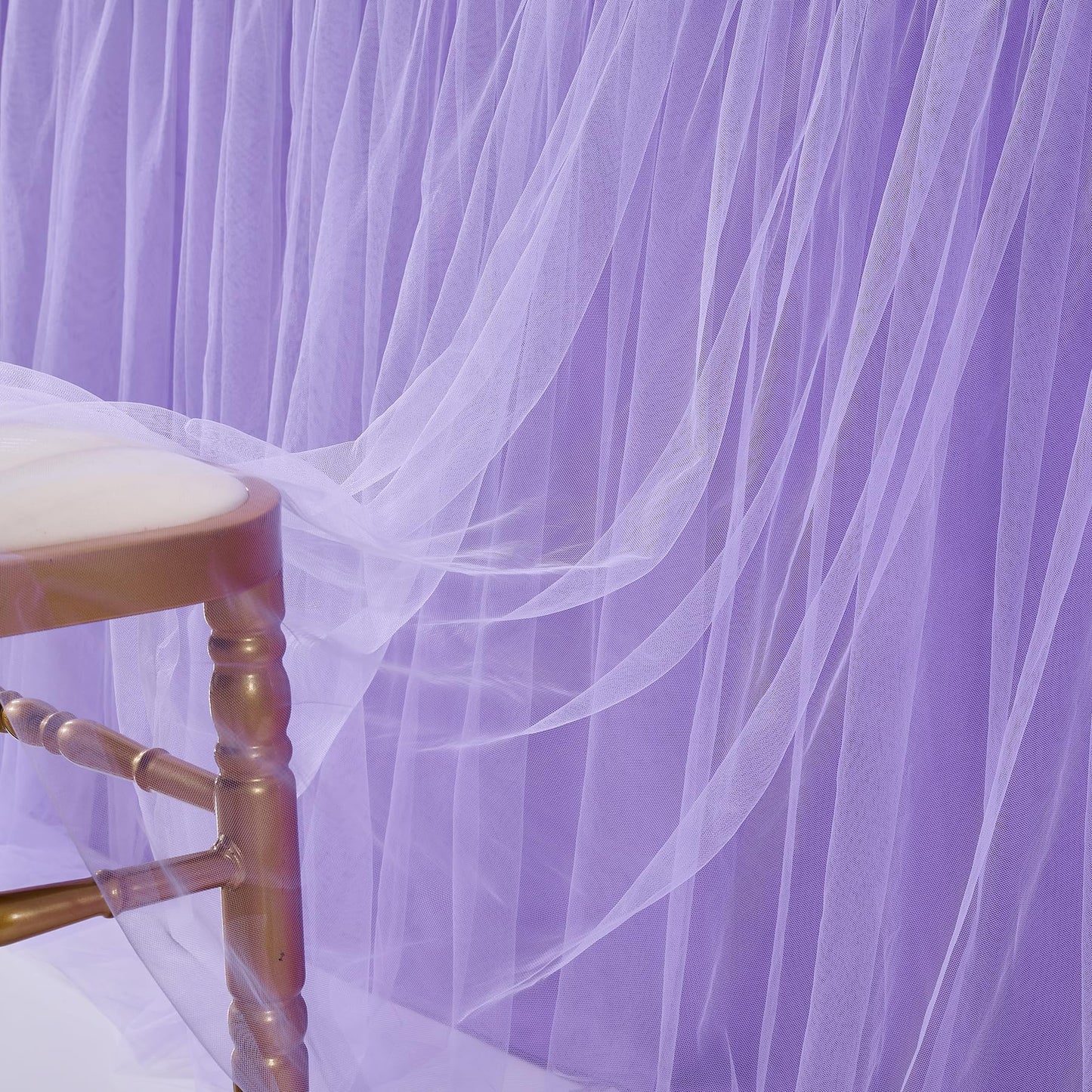 Tulle Table Skirt Tableware Table Cloth for Rectangle Tables or Round Tables Tutu Table Skirting for Party,Wedding,Birthday Party&Home Decoration (L6(ft) H 30in, Purple)