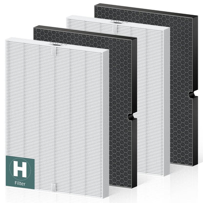 PETOX 116130 Replacement Filter H for Winix 5500-2 AM80 Plasmawave Air Purifier, High Efficiency Filter and Activated Carbon Filter Combo Pack, 2 Set