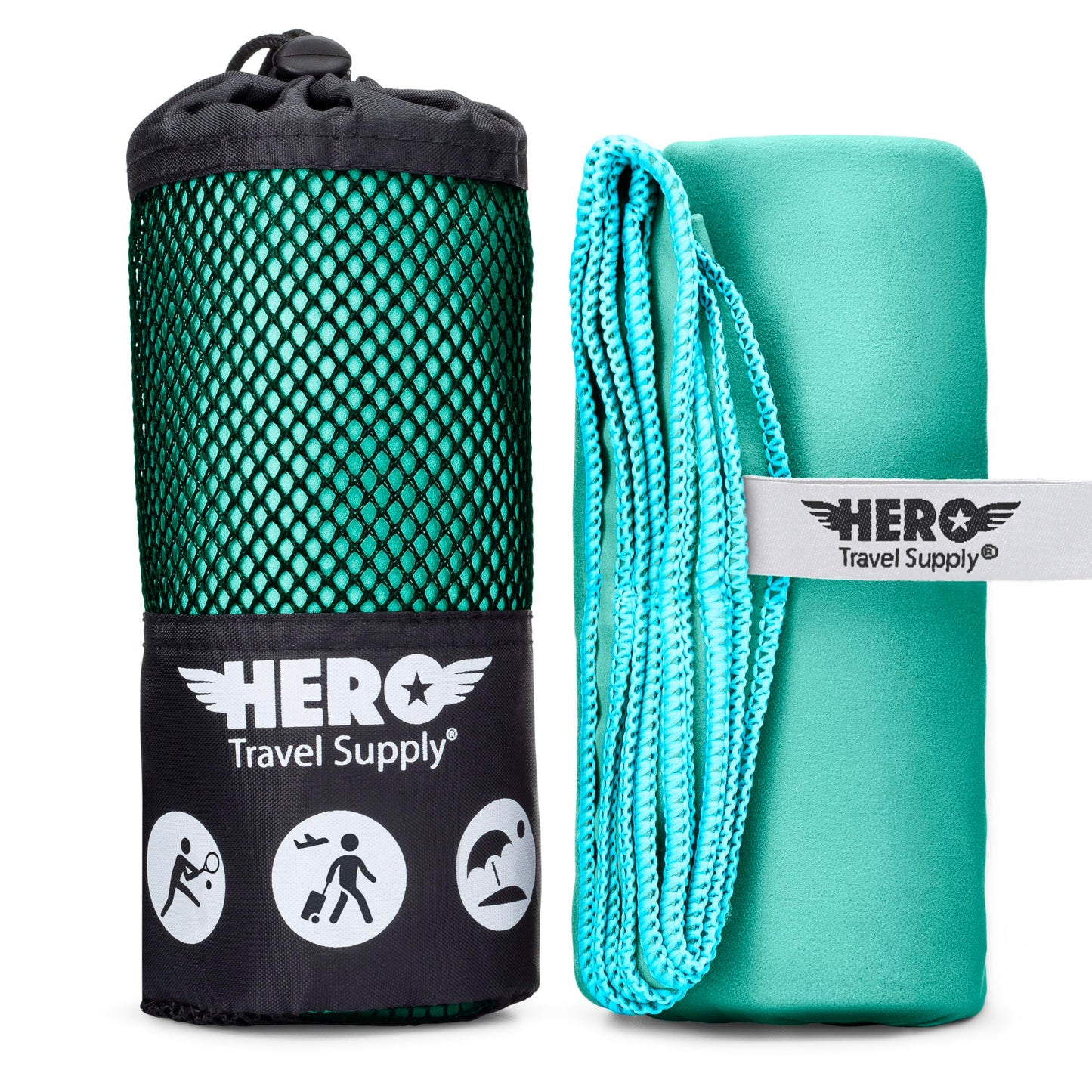 Hero Microfiber Large Beach Towel Compact for Travel (Aquamarine, 40" x 72")