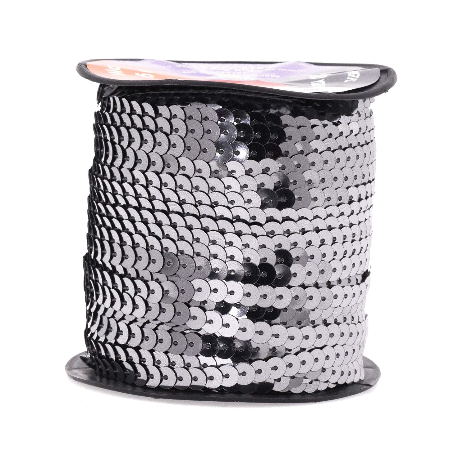 Mandala Crafts 100 Yards 6mm Gunmetal Sequins Strips on a Roll - Flat Paillettes Trim Ribbon Sequins String Spool by the Yard for Sewing, Crafts, Embellishments, and Decorations