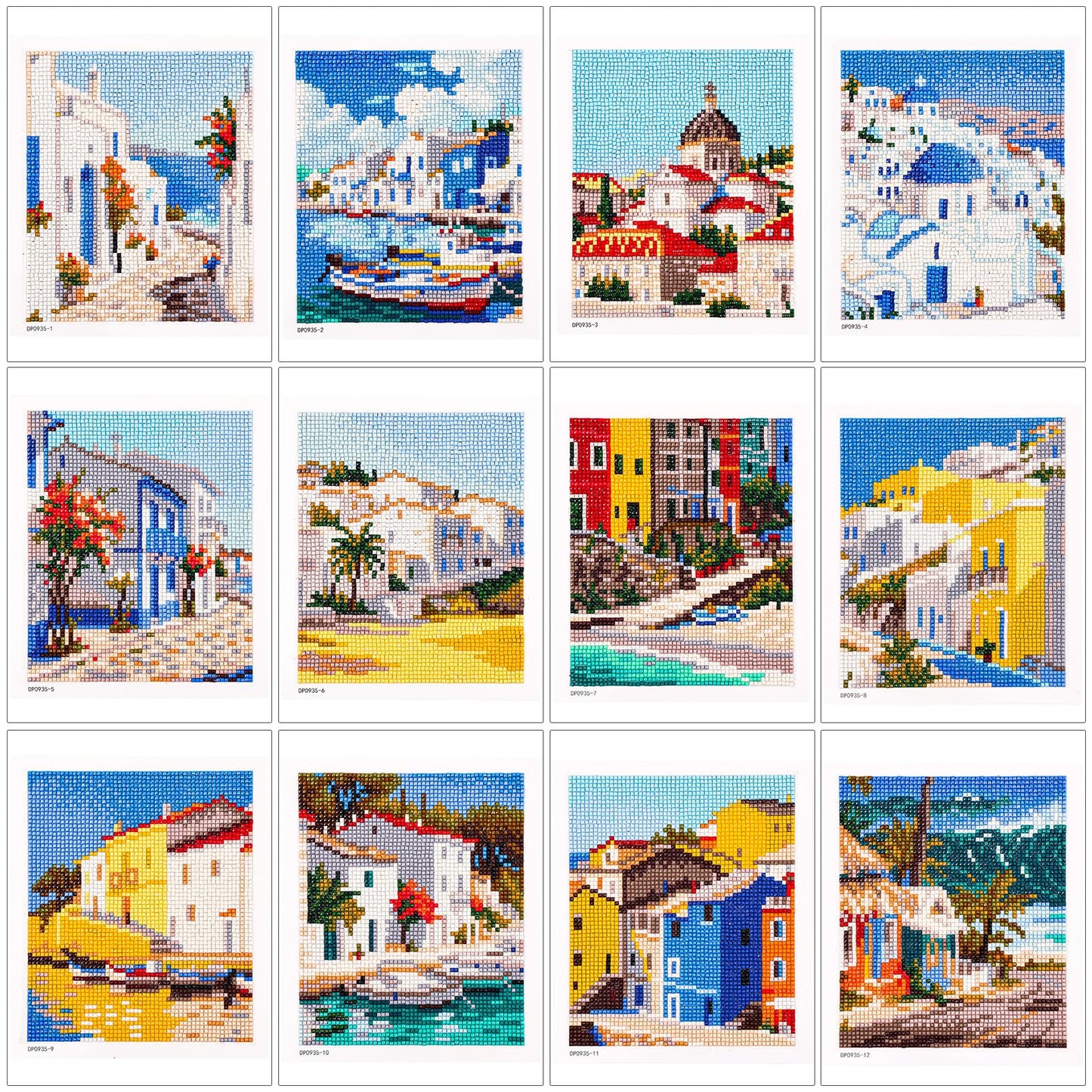 Caydo 12 Pack Sea Breeze Themed Diamond Painting Kits for Adults Full Drill 5D DIY Paint Gem Art A Relaxing Craft for Home Wall Decor(6x6inch)