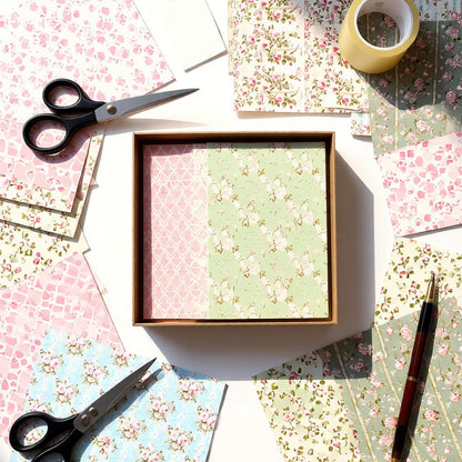 VIVIQUEN Spring Floral 12x12 Inch Scrapbook Paper – 24 Double-Sided Vintage Pink Botanical Designs, Acid-Free 160g Cardstock for DIY Crafts, Card Making, Photo Albums, Gift Wrapping, Junk Journals