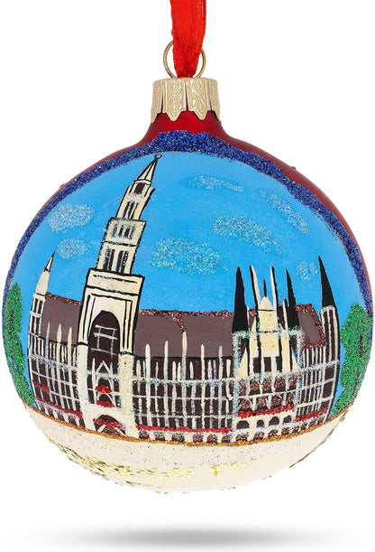 Glass Ball Christmas Ornament 3.25 Inches, Marienplatz in Munich, Germany