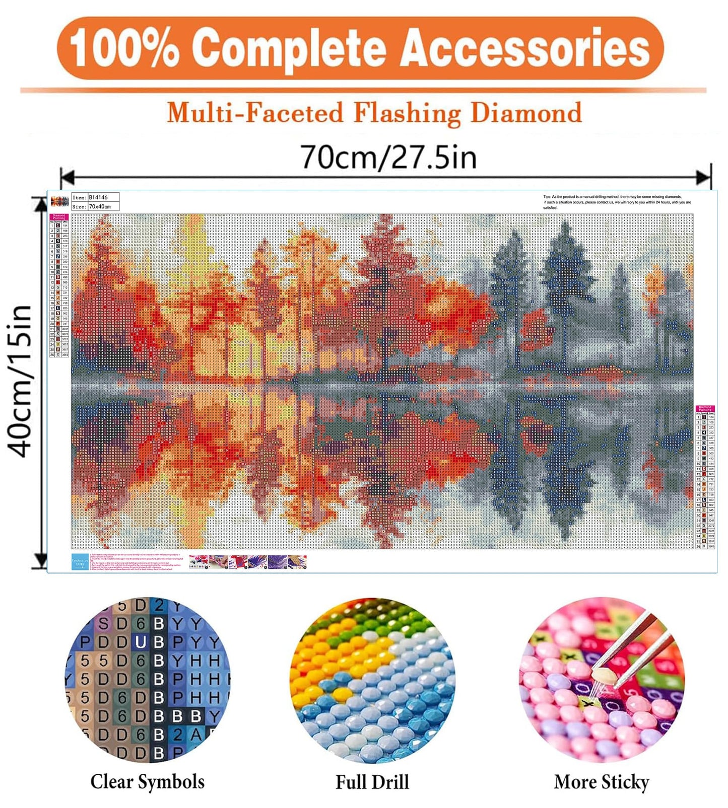 igoodom Large Diamond Painting, Landscape Large Diamond Art Kits for Adults, Full Drill Round Big Diamond Painting, DIY Gem Art and Crafts for Home Wall Decor Gift 27.5 X 15.7inch