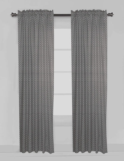 Bacati Playful Fox Curtain Panels, Multiple Prints with Arrows on Grey Background