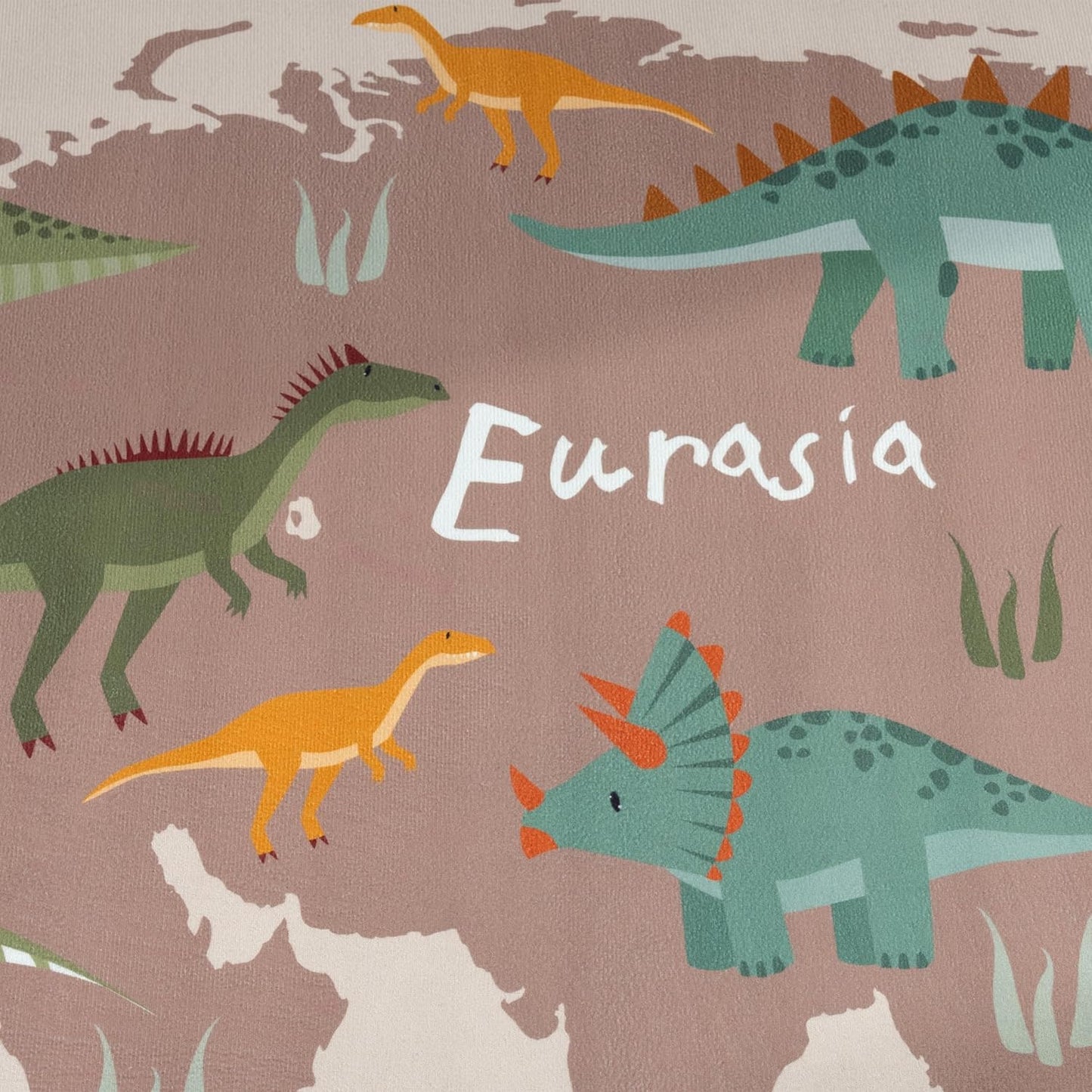 4' 5'3" Paco Home Kids Rug Dinosaurs Play Mat with Educational World Map in Beige, Size: x