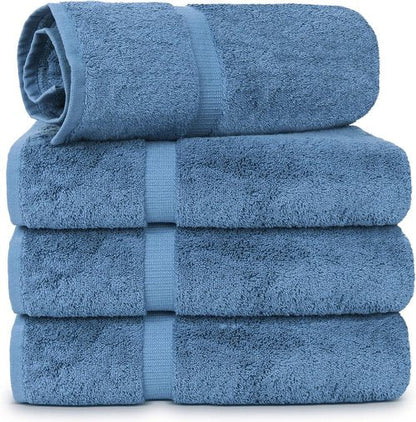 Chakir Turkish Linens | Luxury 100% Cotton Turkish Towels - Soft, Absorbent, Extra Large (30x60 Inches, Set of 4 - Wedgewood)