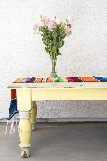 Vibrant Orange Mexican Serape Table Runner Blanket