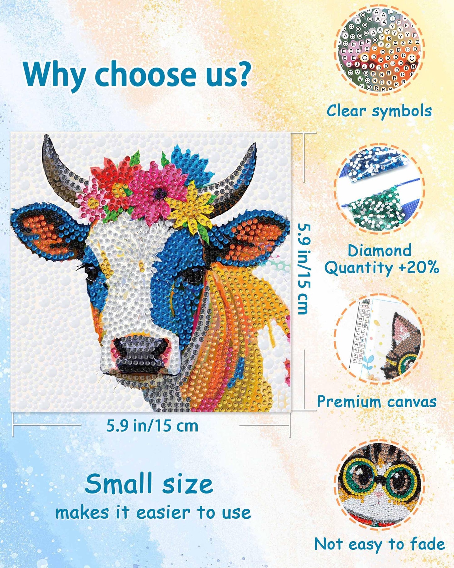 Leixonl 4 Packs 5D Diamond Art Kits for Kids Ages 6-8-9-12,Arts and Crafts Set for Home Wall Decor.Gem Art by Number Kits Arts and Crafts Kits(5.9x5.9inch) (Butterfly Dog)
