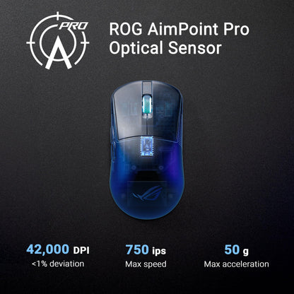 ASUS ROG Harpe Ace Extreme Wireless Esports Gaming Mouse – Carbon Fiber Build, 47g Lightweight, Tri-Mode Connectivity, 42K DPI, up to 70Hr Battery, Glass Skates, Pro-Approved, PC/Mac Support - Black