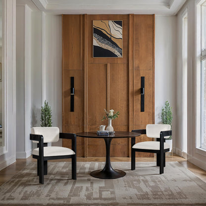Meridian Furniture 11095Cream-C Sacha Collection Art Deco Dining Chair, Ultra Luxe Cream Velvet, 460 GSM Velvet, Solid Fluted Wood Black Finish, 22.5" W x 22" D x 31" H, Cream, Set of 2