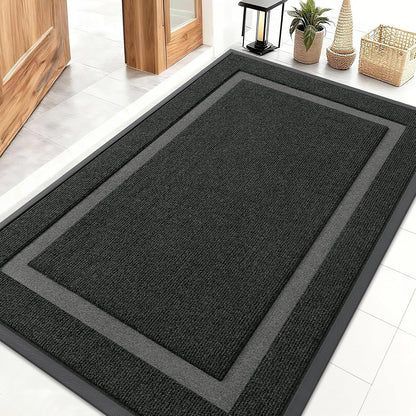 OLANLY Waterproof Front Door Mat - All-Season, Fade Resistant, Easy Clean, 47x32 Inches, Black