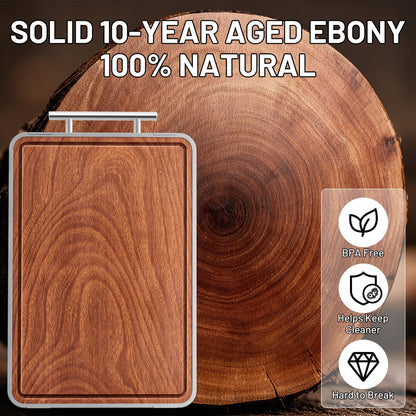 Titanium Cutting Boards For Kitchen,Ebony Wood Cutting Board,Double Sided Metal Chopping Board With Handle And Juice Groove, Idea Kitchen Appliances For Meat And Charcuterie