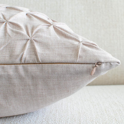 The White Petals Faux Linen Throw Pillow Covers - Pinch Pleat, 18x18 inch, Pack of 2, Natural Oatmeal