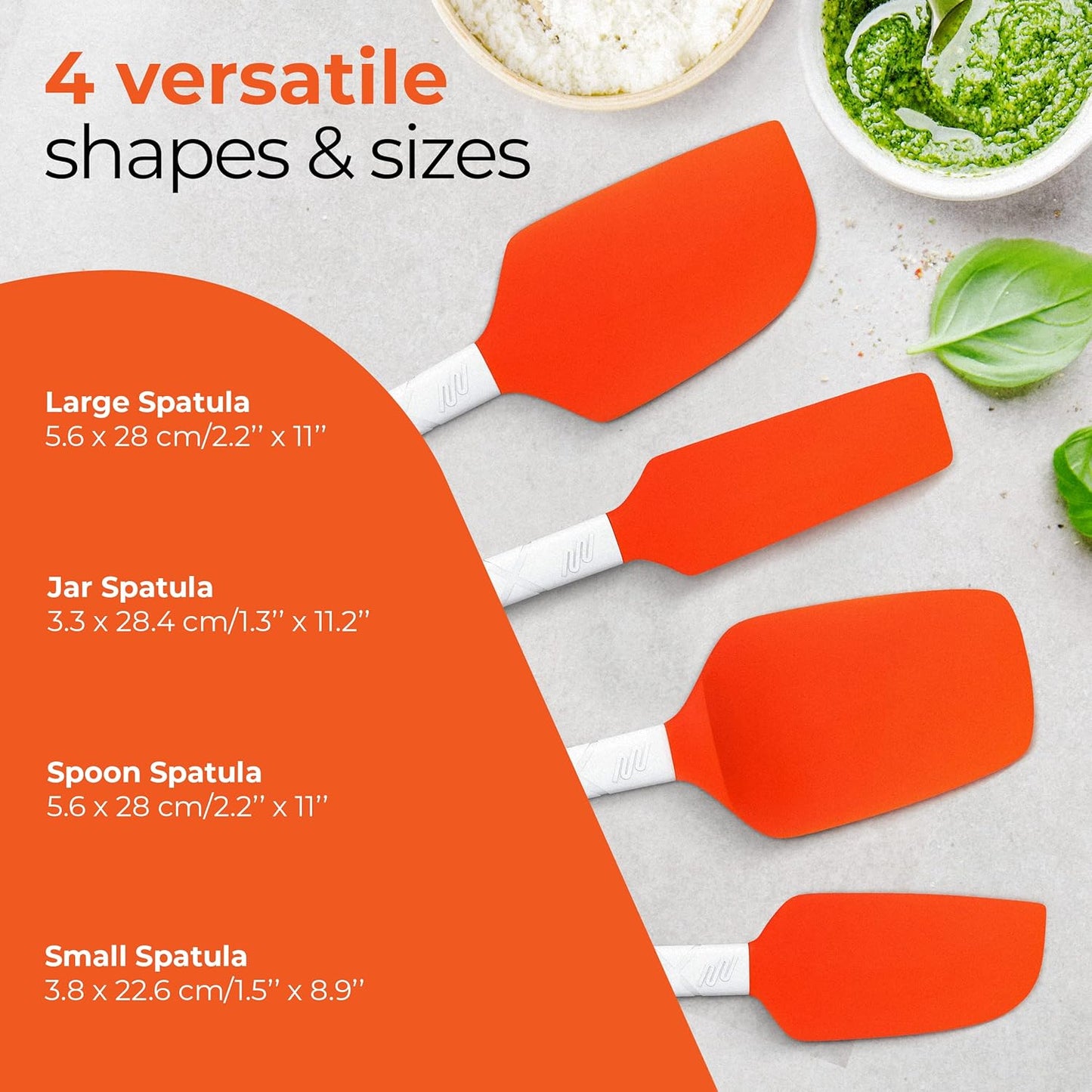M KITCHEN WORLD Heat Resistant Silicone Spatulas Set | Non-Stick Rubber Kitchen Utensils for Cooking, Baking | Set of