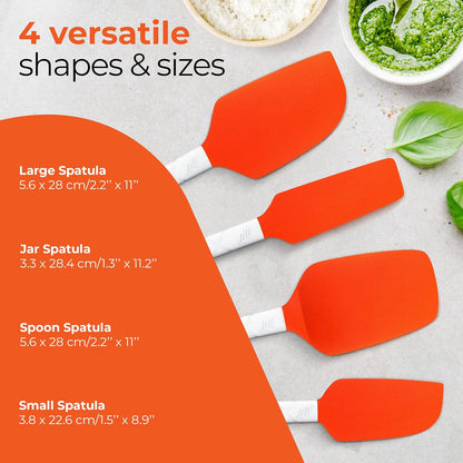 M KITCHEN WORLD Heat Resistant Silicone Spatulas Set | Non-Stick Rubber Kitchen Utensils for Cooking, Baking | Set of